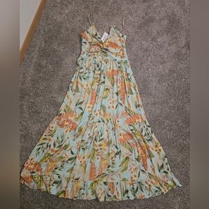 Nostalgia Floral Maxi Dress in Green and Orange